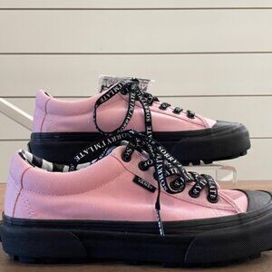 Limited Edition Vans x Lazy Oaf Style 29 Black Lug Sole in Almond Blossom